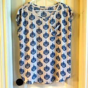 Loft blue and white blouse